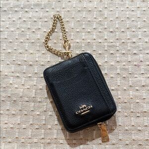 Coach Black Wallet with Gold Accents